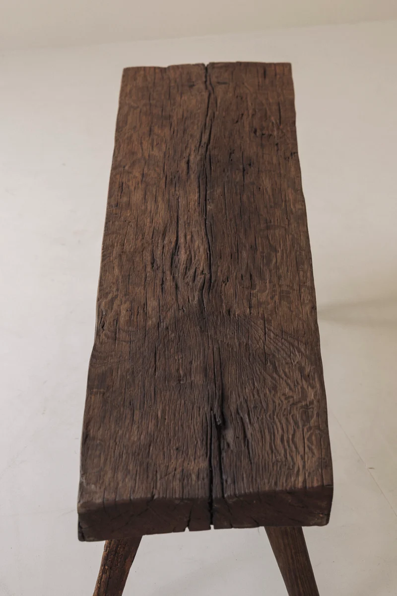 Primitive Rustic Bench in Oak, France, Early 20th Century