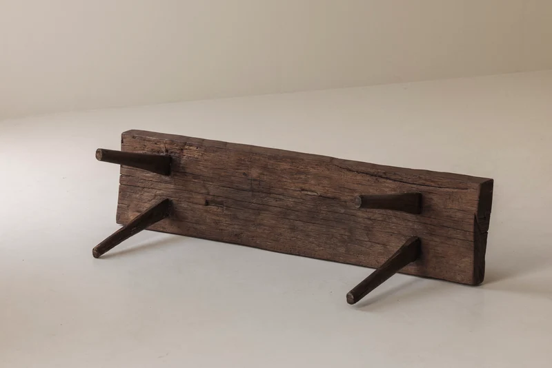 Primitive Rustic Bench in Oak, France, Early 20th Century