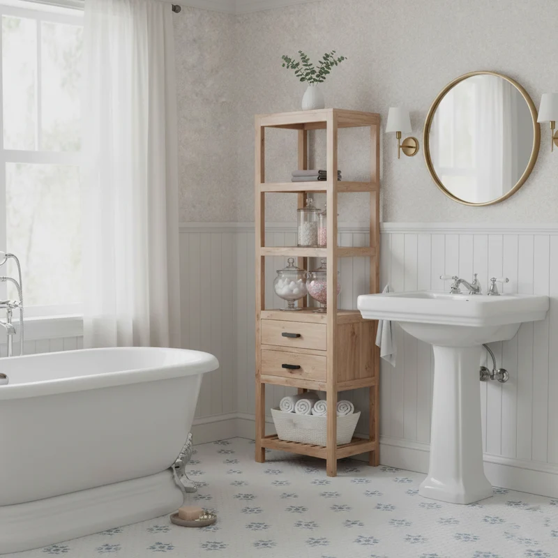 Etagere colonne 2 tiroirs | Acacia Harpley