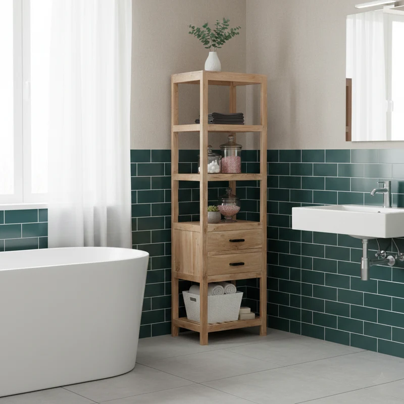 Etagere colonne 2 tiroirs | Acacia Harpley