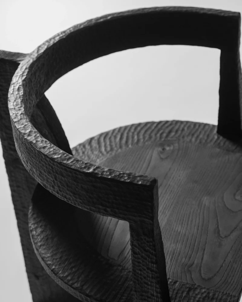 Burned Cookie Chair In Charred Eucalyptus Wood