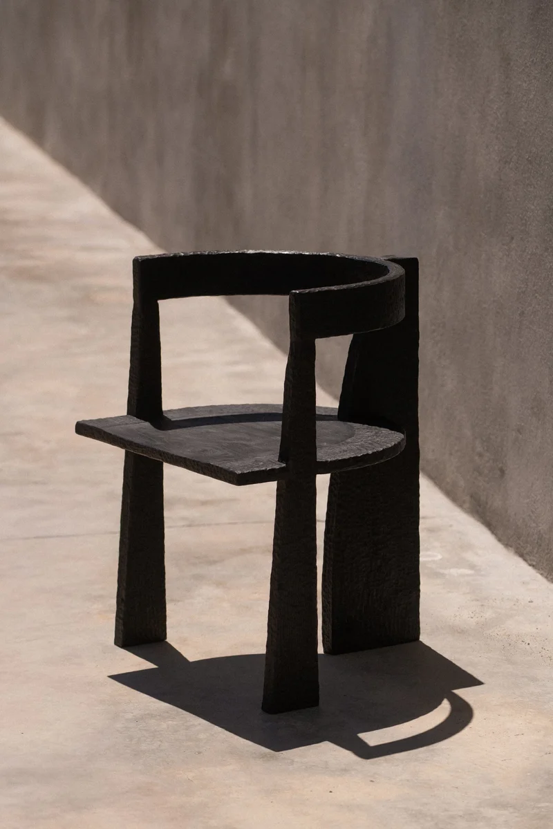 Burned Cookie Chair In Charred Eucalyptus Wood