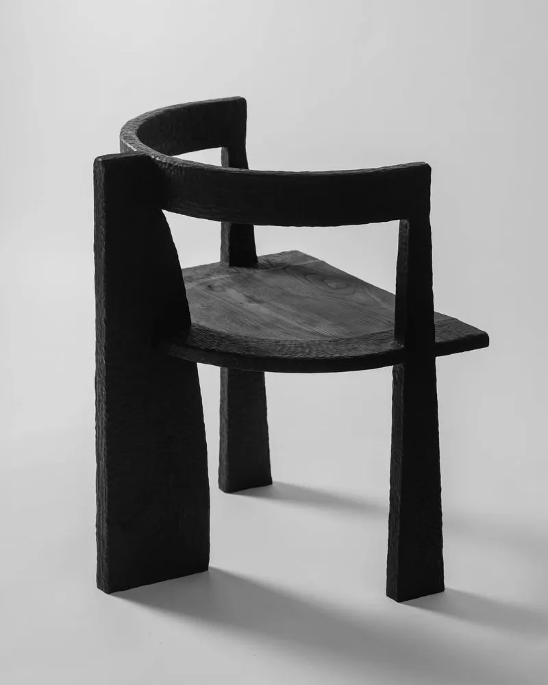Burned Cookie Chair In Charred Eucalyptus Wood