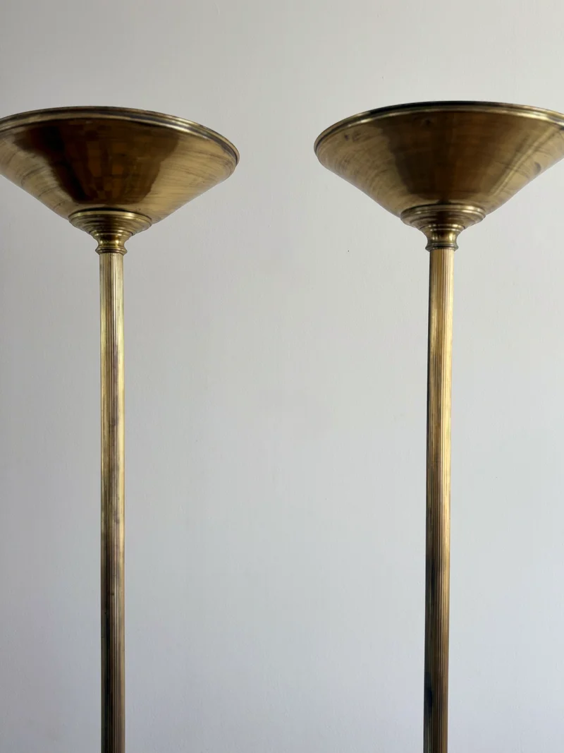 Vintage Pair of Monumental Brass Swan Torchères from the Hotel Ritz Lisbon Floor Lamp