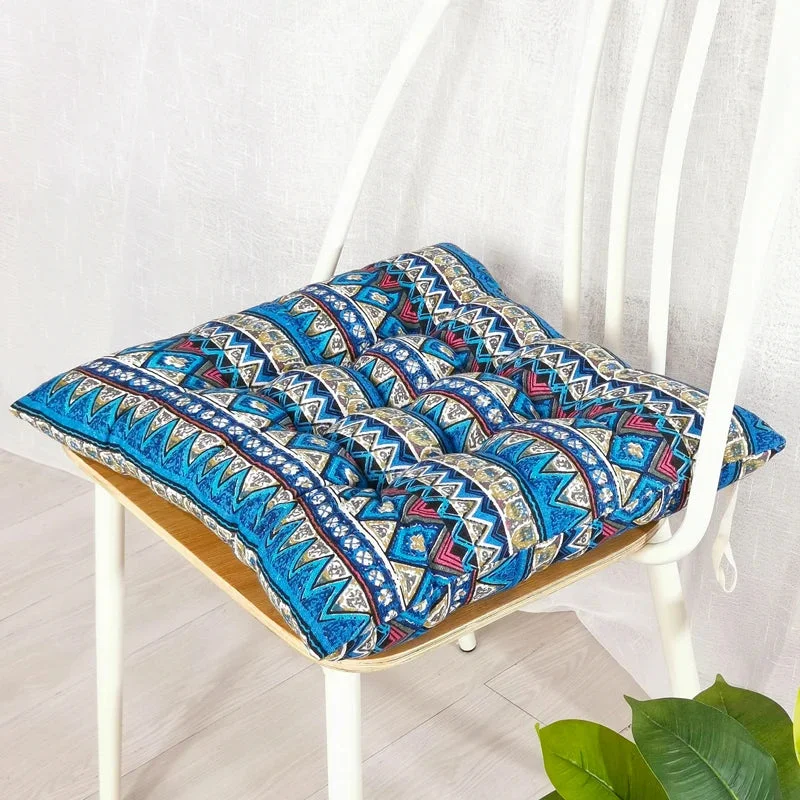 Galette de Chaise Imprimé bleu ethnique