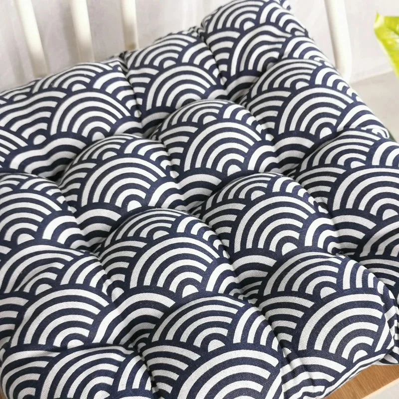 Galette de Chaise Imprimé à Vague Bleue