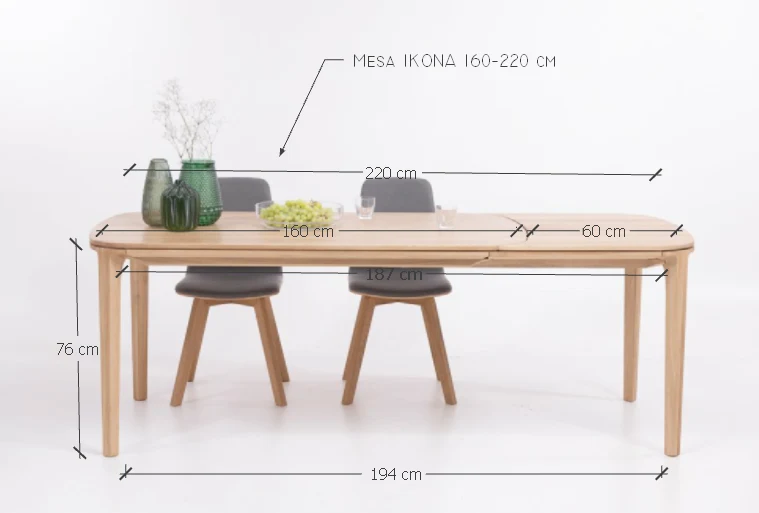 Table de salle à manger extensible en chêne massif IKONA | VESKOR