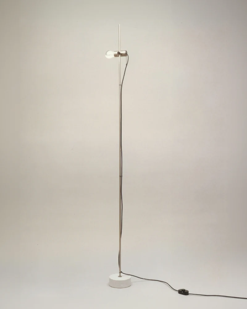 Vintage Model 387 Travertine Floor Lamp by Tito Agnoli for Oluce, Italy, 1960s