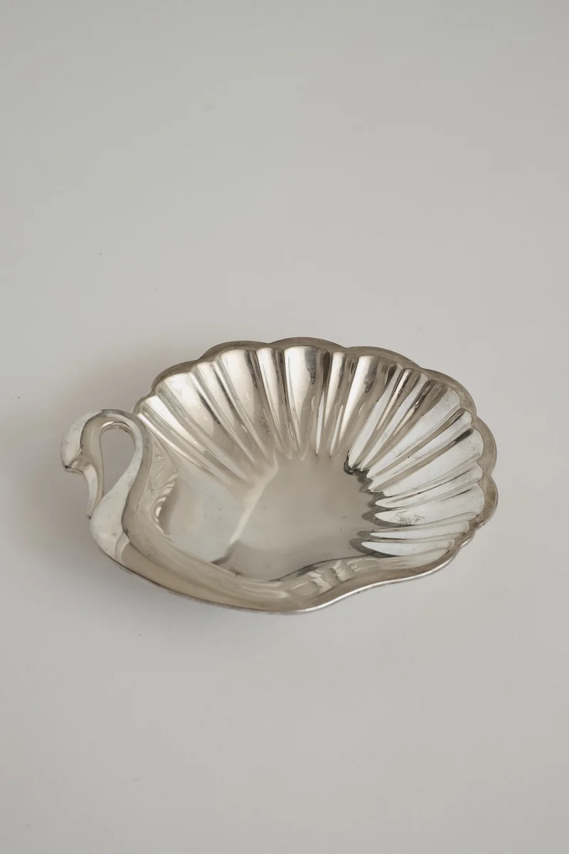 Vintage Silver-Plated Swan Shell Dish
