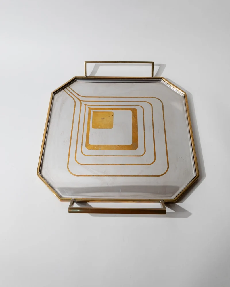 1970s Octagonal Stainless Steel Tray