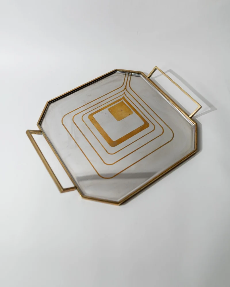 1970s Octagonal Stainless Steel Tray