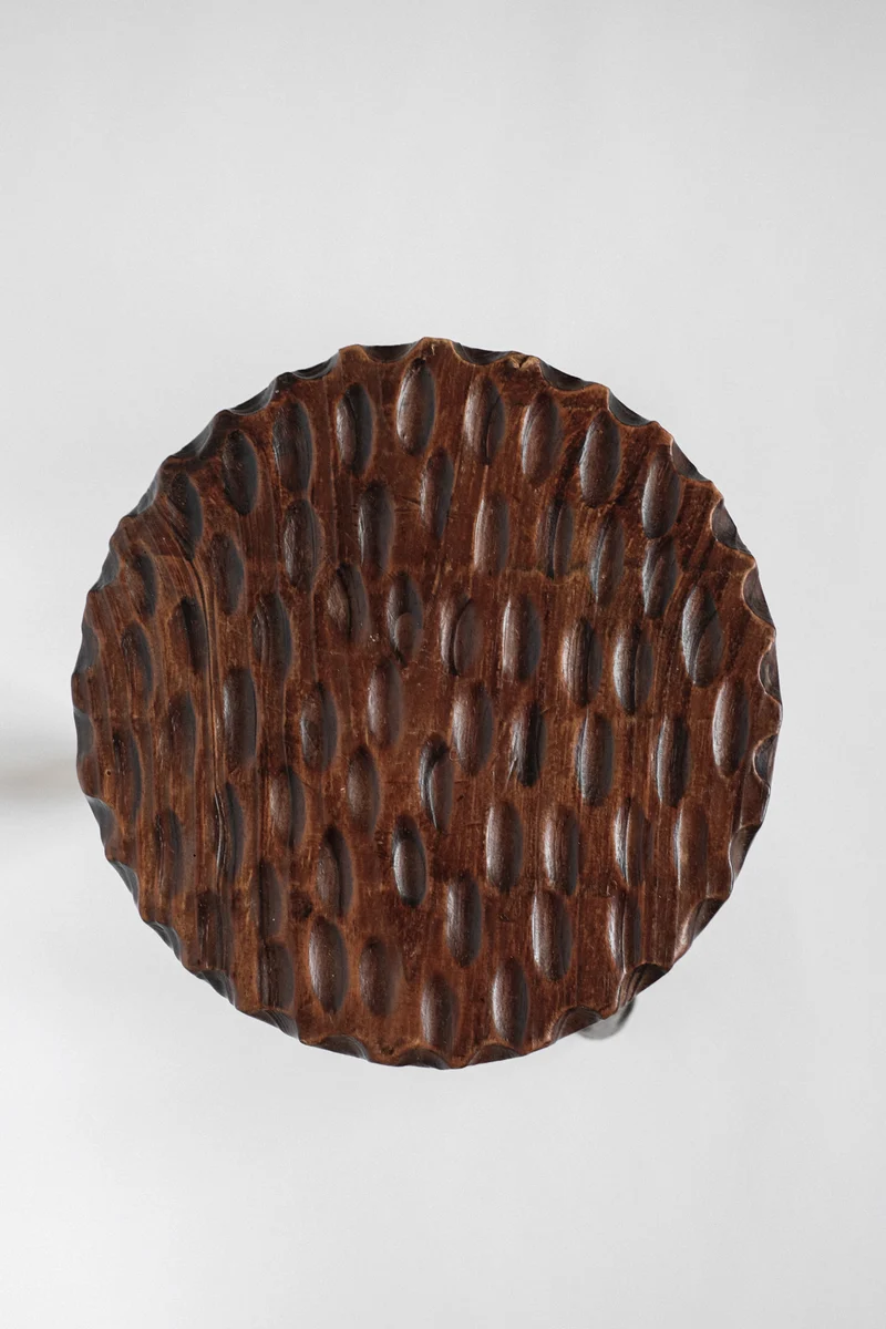 Hand-carved Wooden Tripod Stool