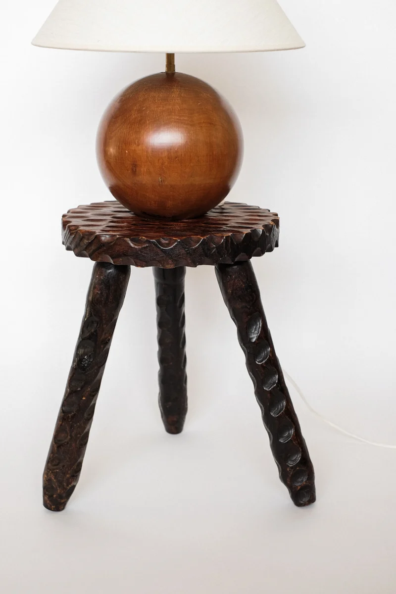 Hand-carved Wooden Tripod Stool