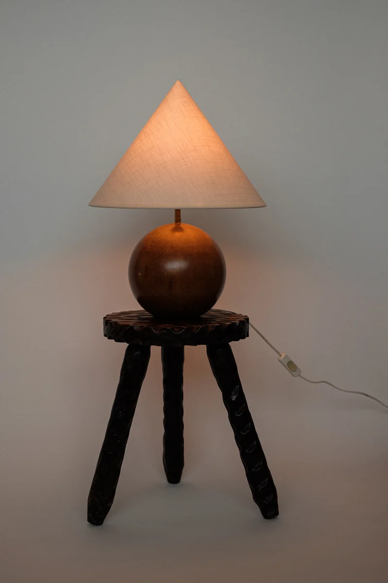 Hand-carved Wooden Tripod Stool
