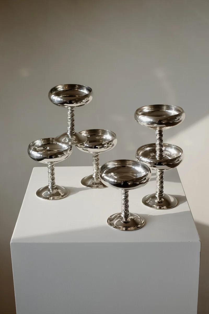 Set of 6 Silver Coupes