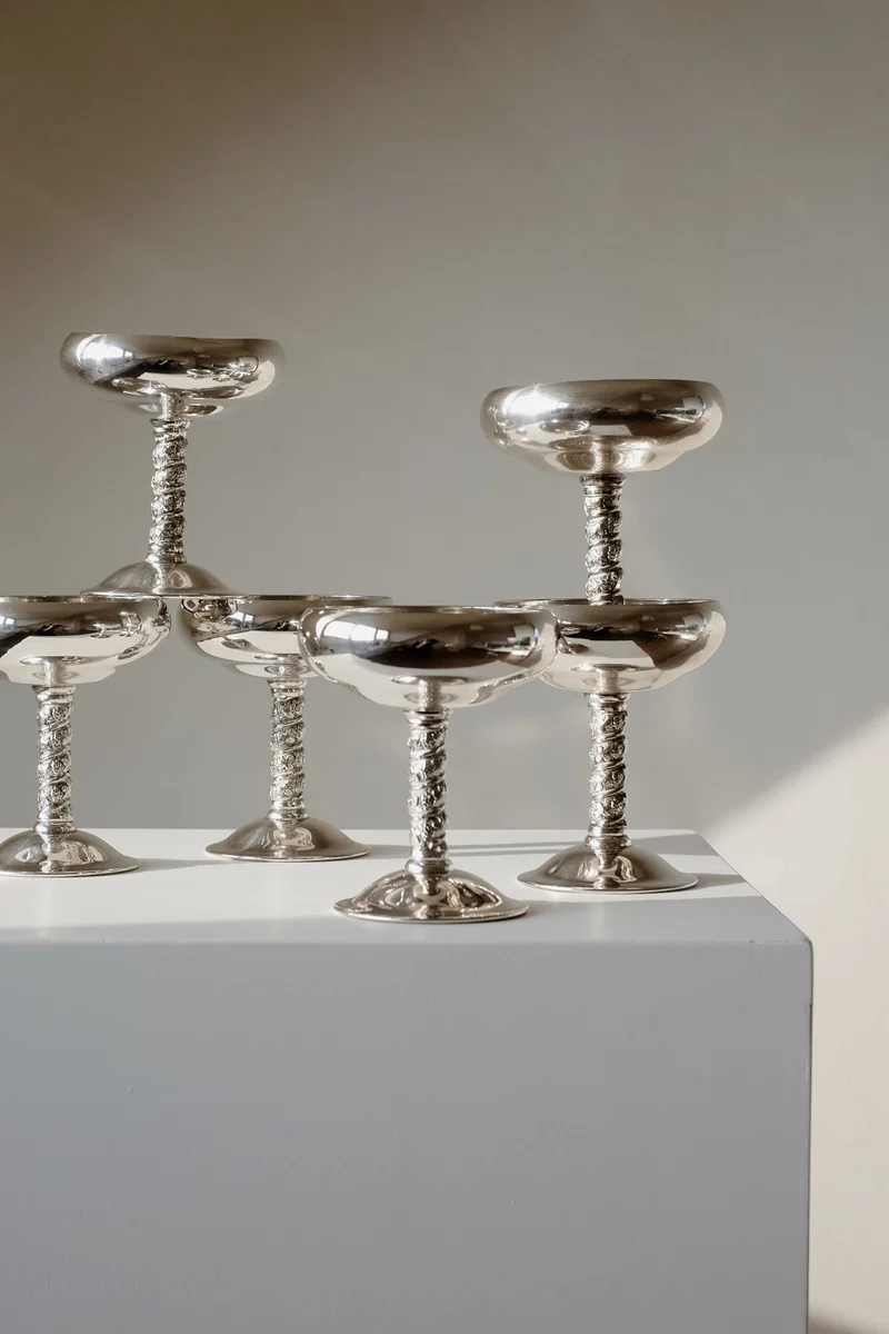 Set of 6 Silver Coupes