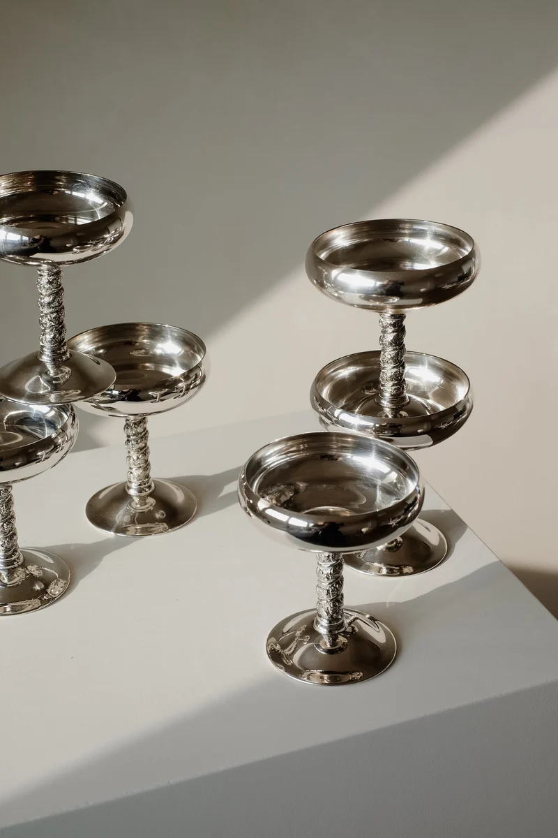 Set of 6 Silver Coupes