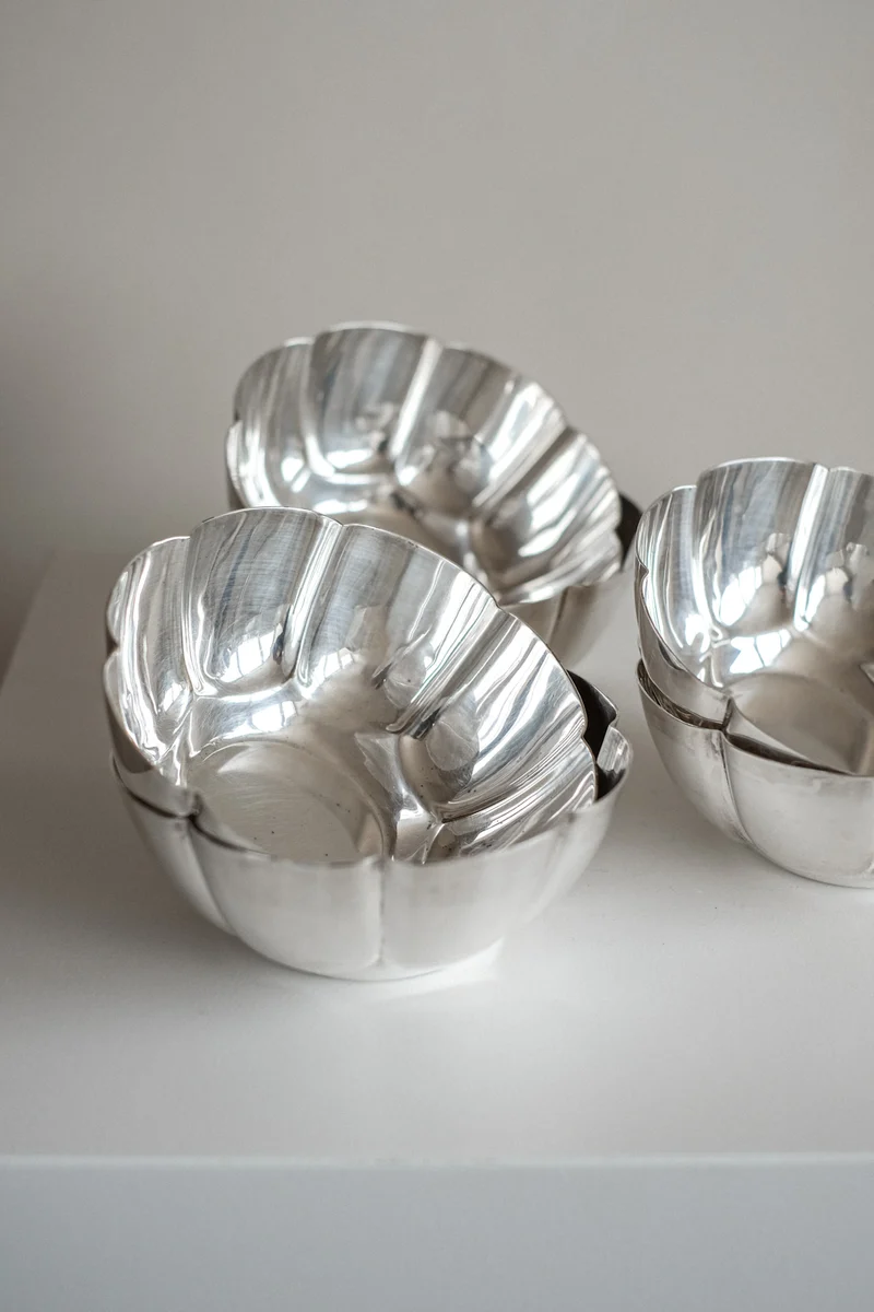 Set of 6 Silver-Plated Bowls 1960s