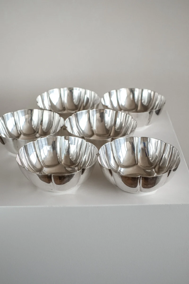 Set of 6 Silver-Plated Bowls 1960s