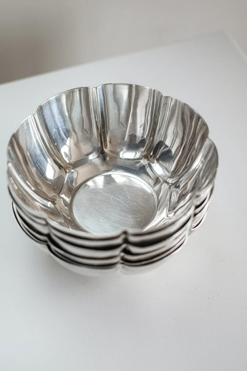 Set of 6 Silver-Plated Bowls 1960s