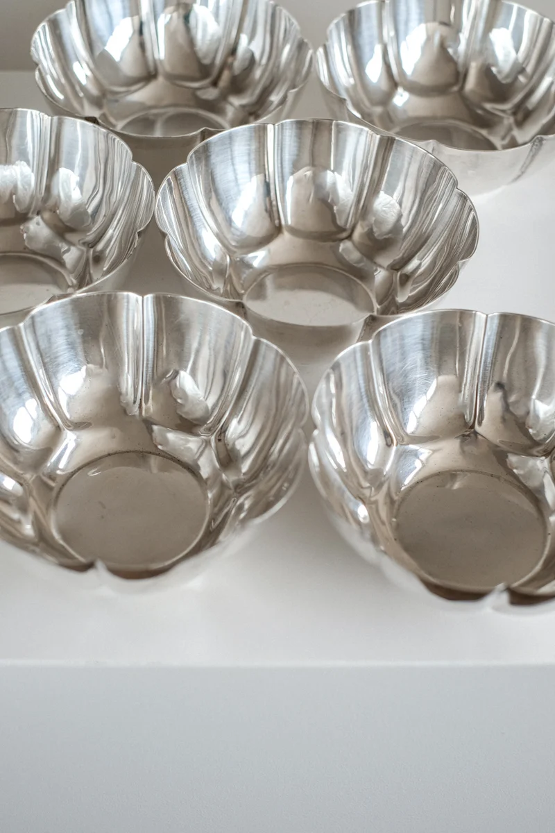 Set of 6 Silver-Plated Bowls 1960s