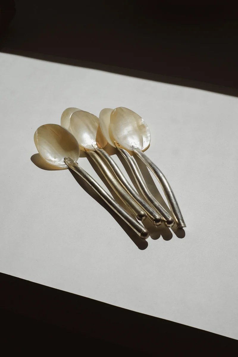 Set of 5 Handmade Mother of Pearl Shell Spoons