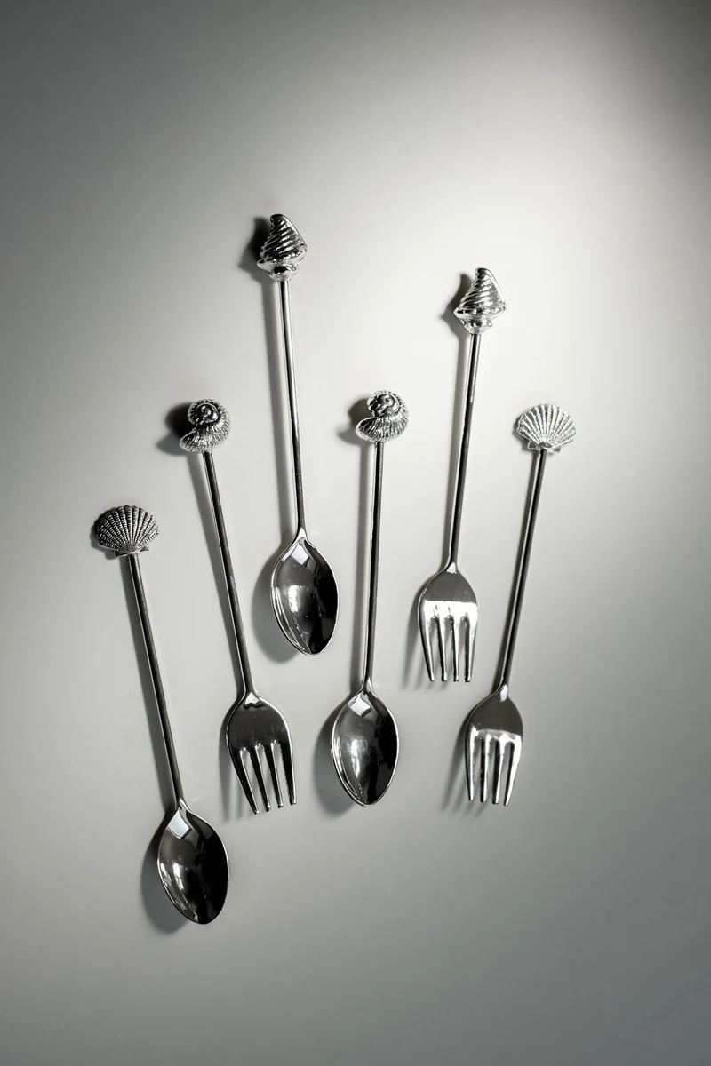 Silver-Plated Seashell Cutlery Set