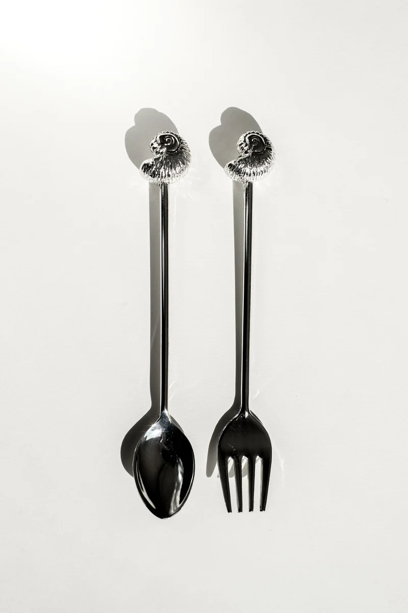 Silver-Plated Seashell Cutlery Set