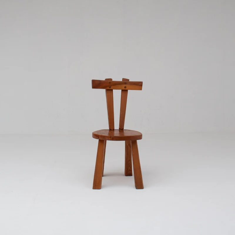 Small Brutalist Solid Elm Chair, France