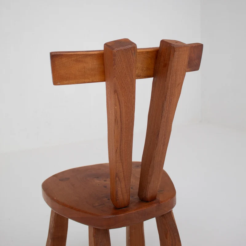 Small Brutalist Solid Elm Chair, France