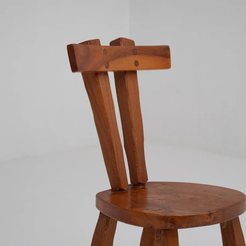 Small Brutalist Solid Elm Chair, France