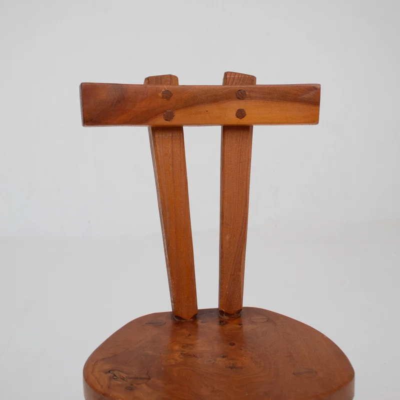 Small Brutalist Solid Elm Chair, France