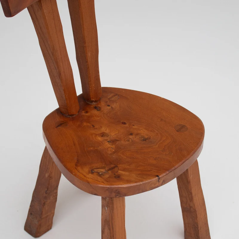 Small Brutalist Solid Elm Chair, France