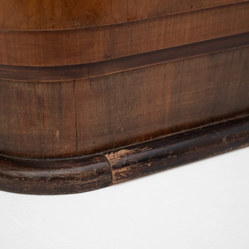 French Art Deco Walnut Pedestal with Open Display Niche, 1930s