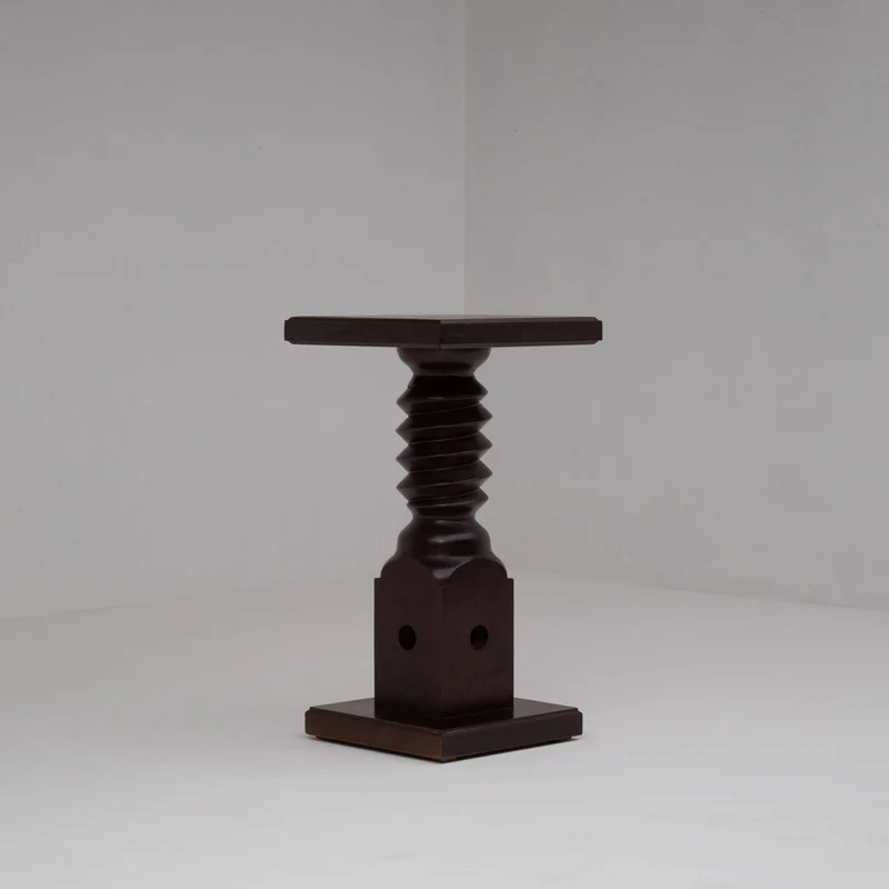 Vintage Wooden Pedestal Set in Stained Oak