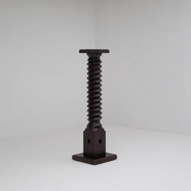 Vintage Wooden Pedestal Set in Stained Oak