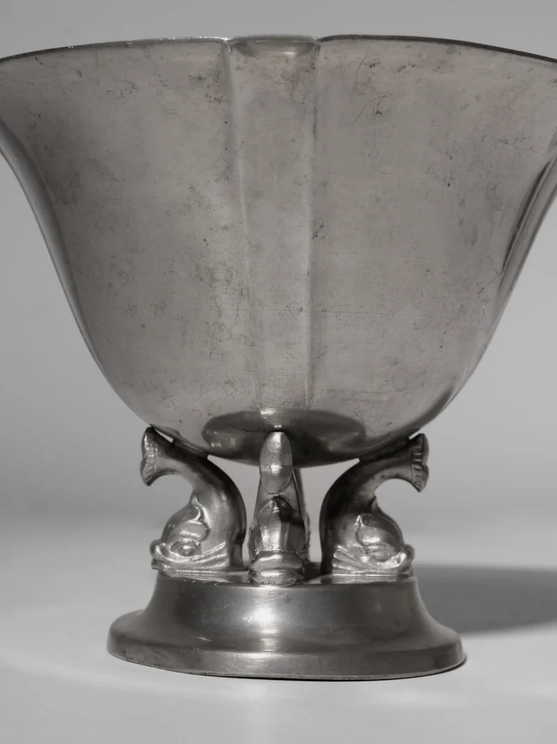 Art Deco Pewter Dolphins Bowl, GAB, Sweden, 1935