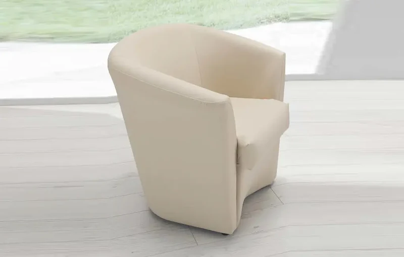 Fauteuil cabriolet en cuir crème - Alix