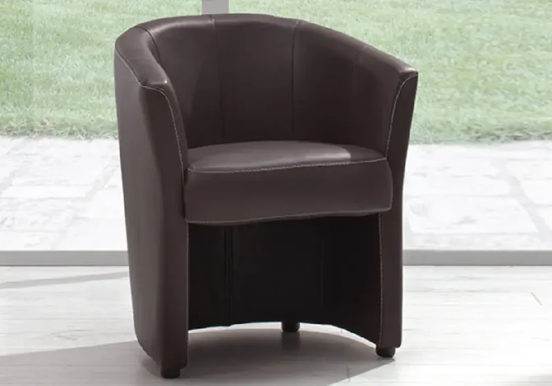 Fauteuil cabriolet en cuir marron - Antoine