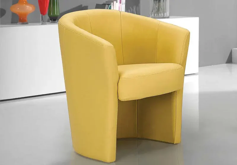 Fauteuil cabriolet en cuir jaune - Antoine