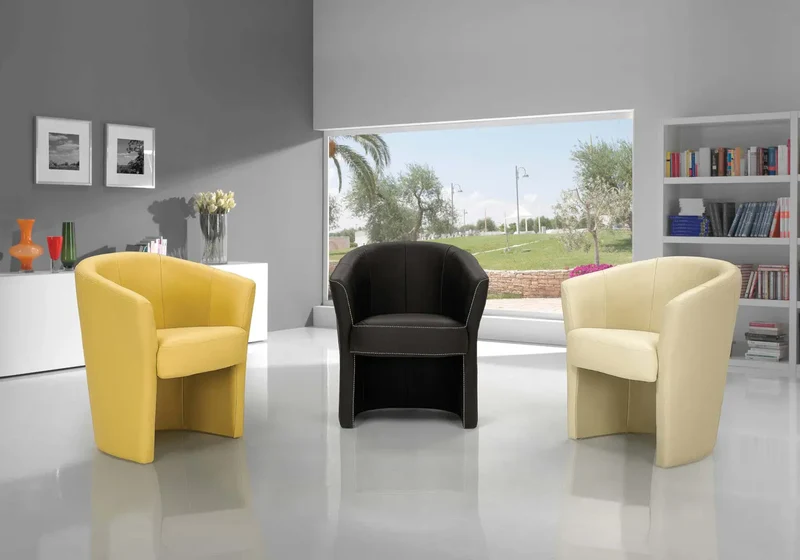 Fauteuil cabriolet en cuir jaune - Antoine