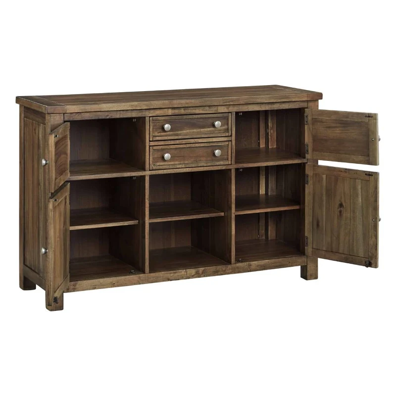 Buffet en bois/placage brun vieilli avec 4 portes et 2 tiroirs - Moriville