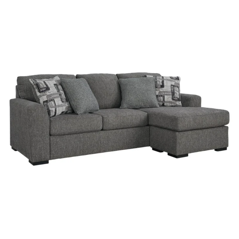 Sofa en tissu gris étain avec chaise longue & coussins - Gardiner