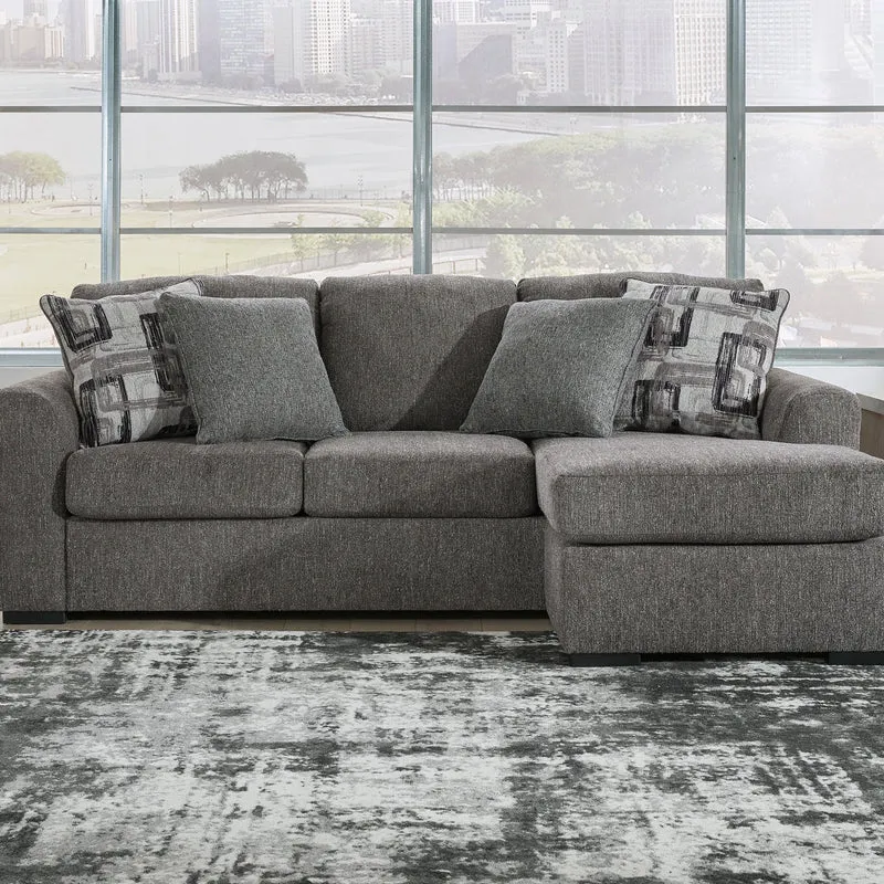 Sofa en tissu gris étain avec chaise longue & coussins - Gardiner
