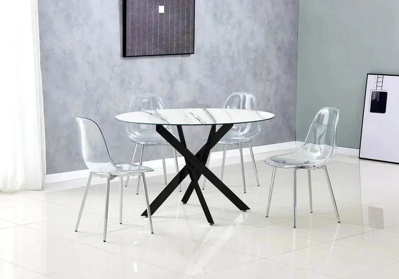 Table ronde noire marbre blanc - Joy