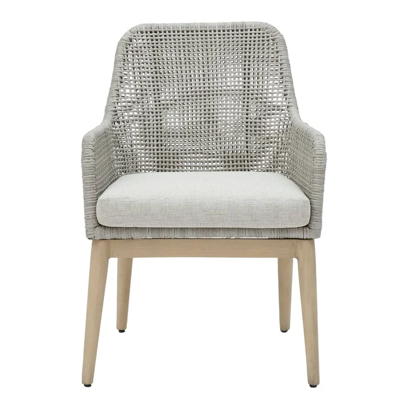 Ensemble de 2 chaises extérieures en tissu Nuvella et osier gris pâle - Seton Creek