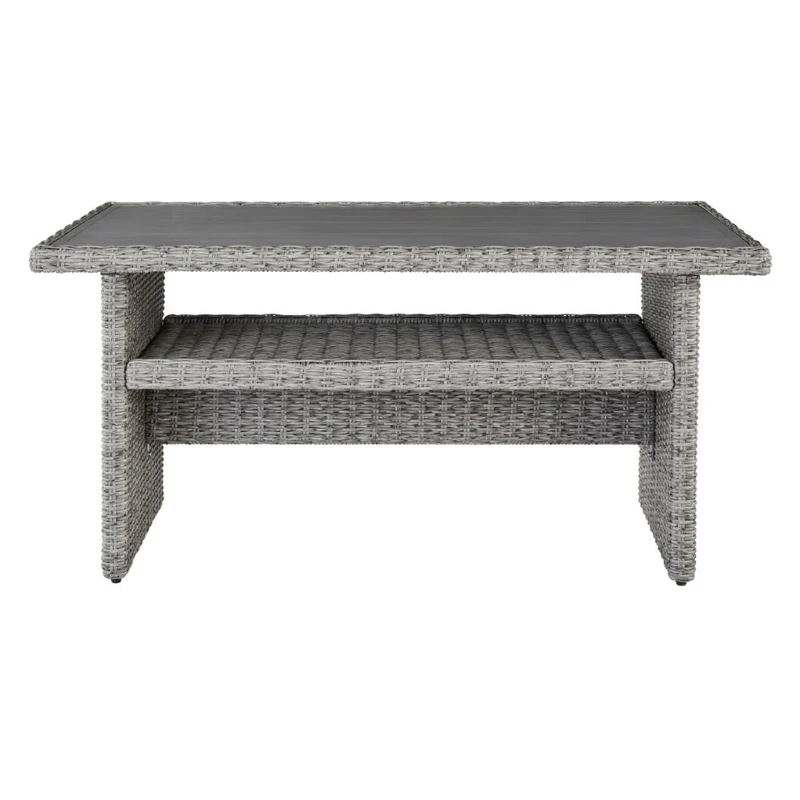Table basse extérieure en aluminium et en osier gris pâle - Naples Beach