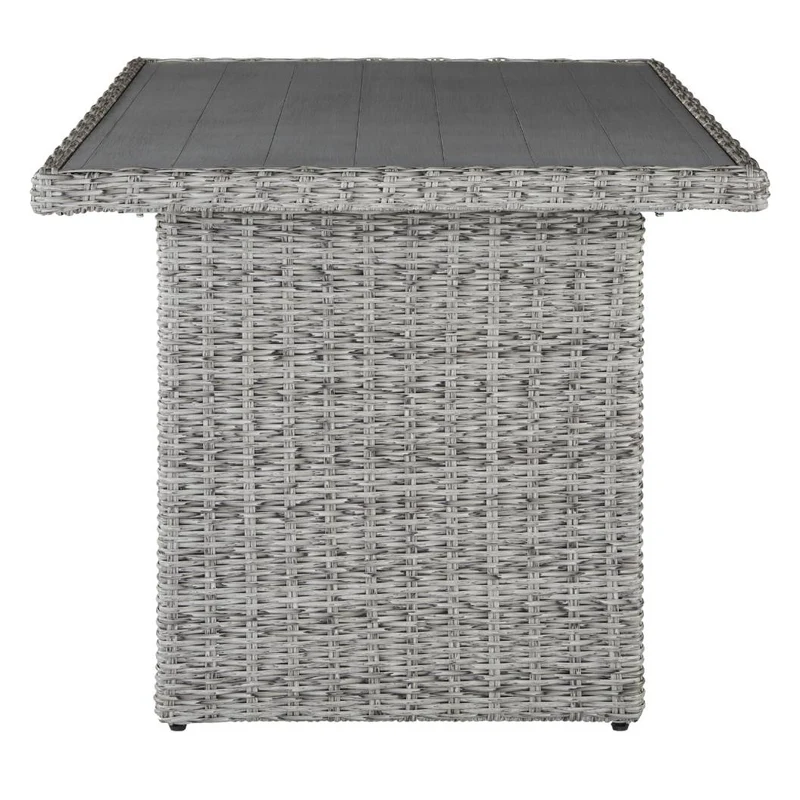 Table basse extérieure en aluminium et en osier gris pâle - Naples Beach