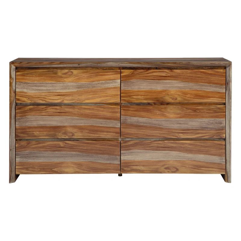Bureau à 6 tiroirs en bois/MDF brun naturel - Dressonni