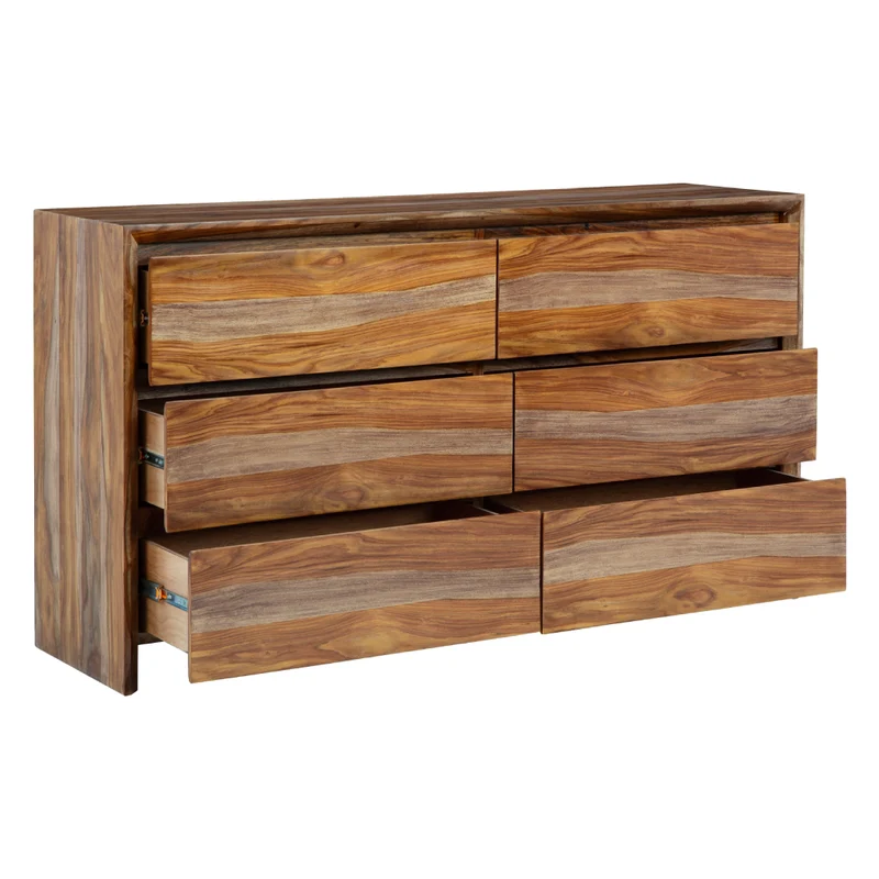 Bureau à 6 tiroirs en bois/MDF brun naturel - Dressonni